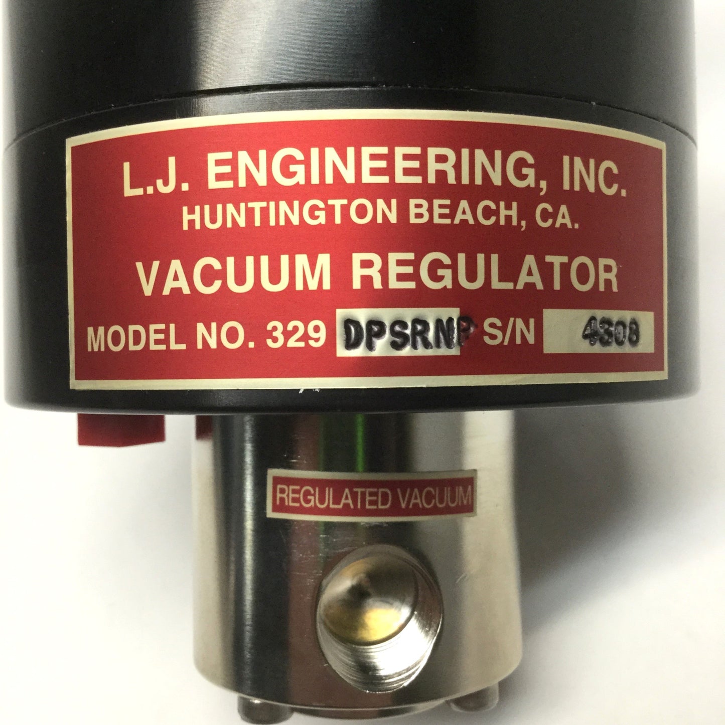 Used L.J. Engineering 329DPSRNP Self-Relieving Vacuum Regulator, .3-1.5 inHg 1/2" NPT