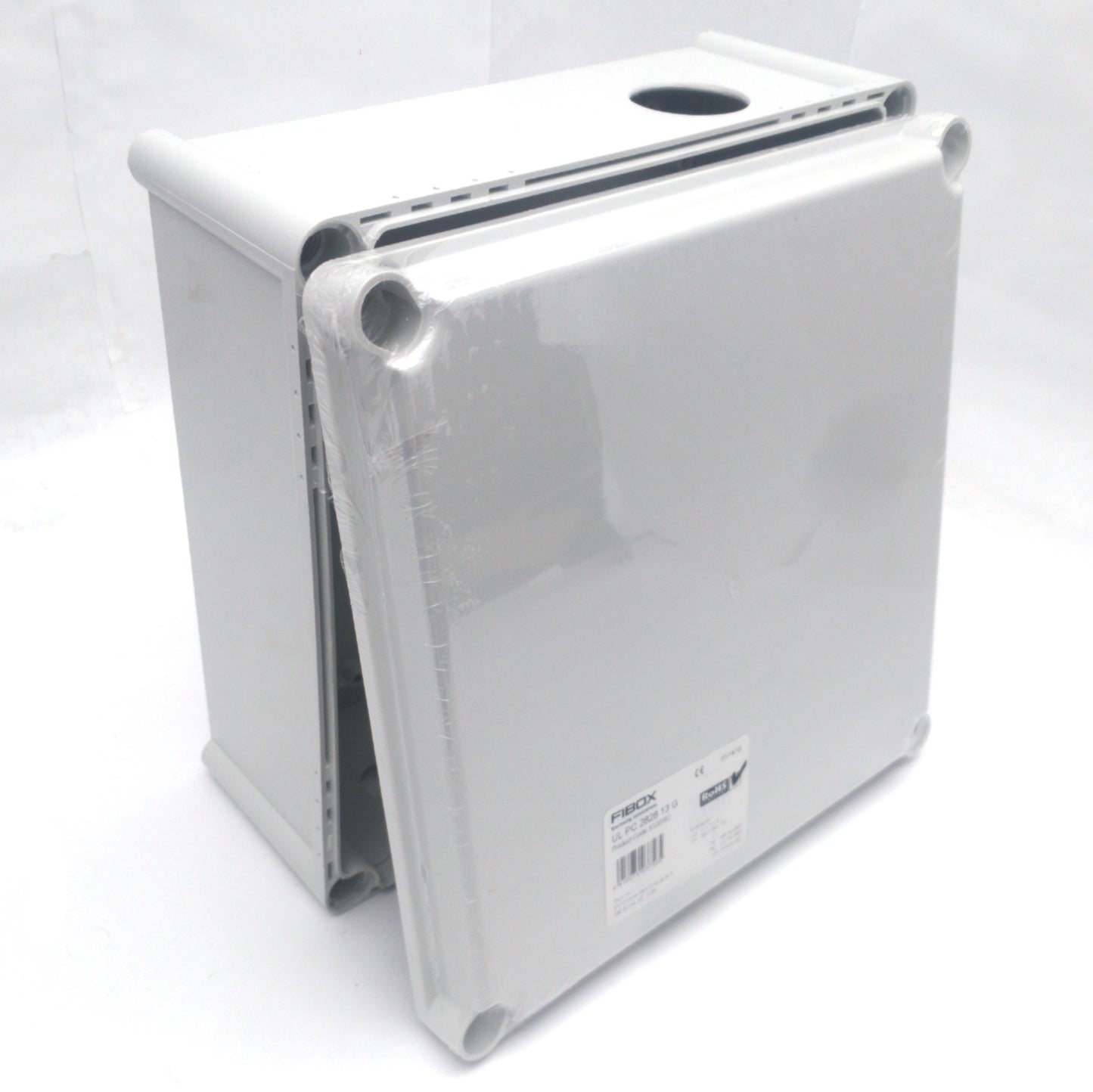 Used FIBOX UL PC 2828 13 G Plastic Electrical Enclosure, 10.9 x 10.9 x 5.1", *Holes*