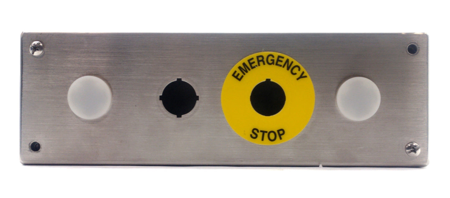 Used Hoffman E4PBGSS SS Pushbutton Enclosure 4x 22mm Buttons 11 1/4 x 3 1/2 x 3 1/16"