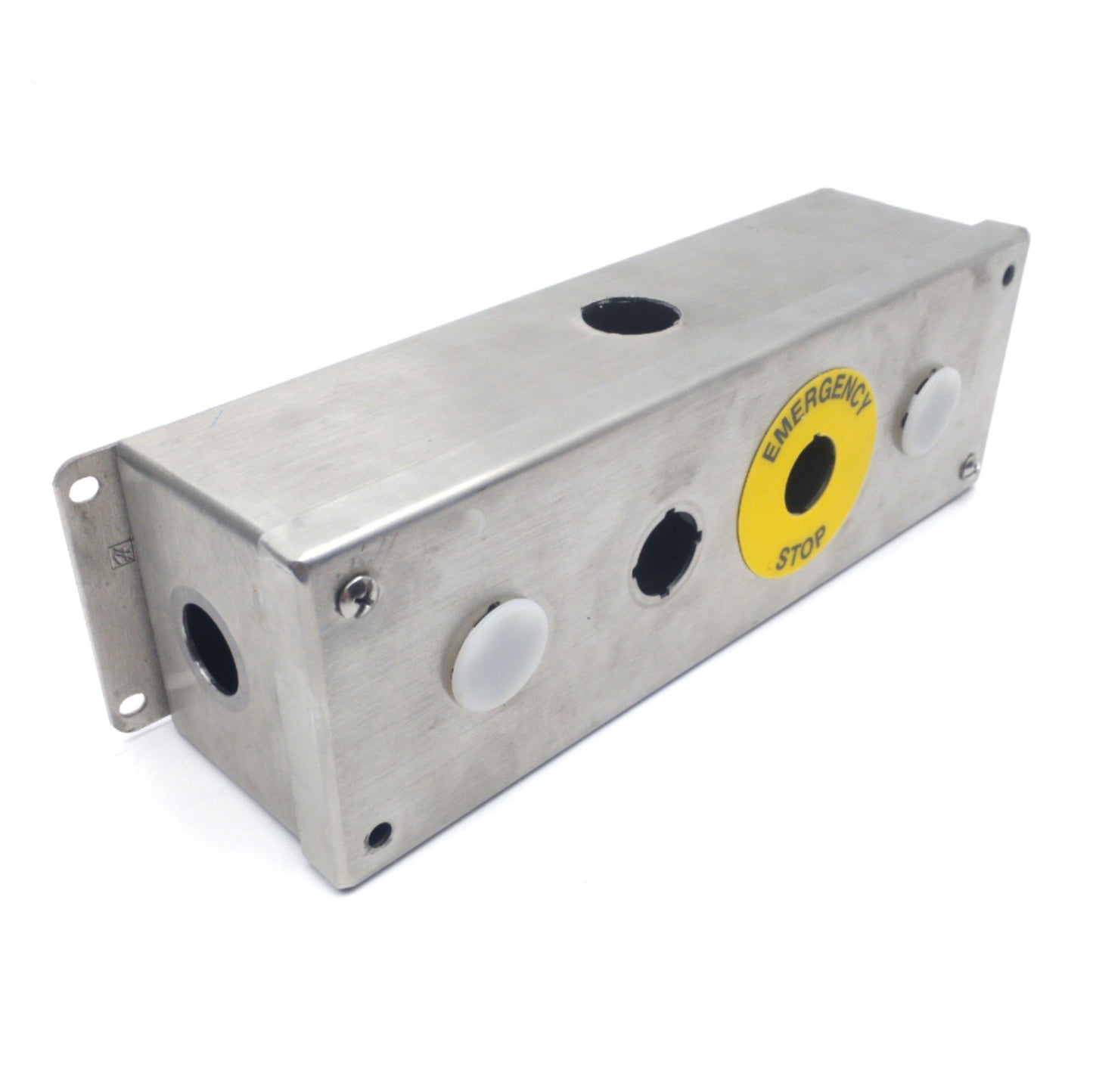 Used Hoffman E4PBGSS SS Pushbutton Enclosure 4x 22mm Buttons 11 1/4 x 3 1/2 x 3 1/16"