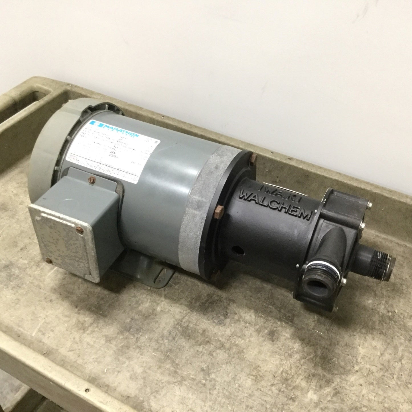 Used Iwaki WMD-100RTE Magnetic Drive Pump, 1" NPT, With Marathon AVA56T34F5301J Motor