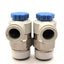 New – Open box Lot Of 2 SMC AS4211F Pnuematic Flow Control Valves R1/2", 10mm, 1MPa To 0.1MPa