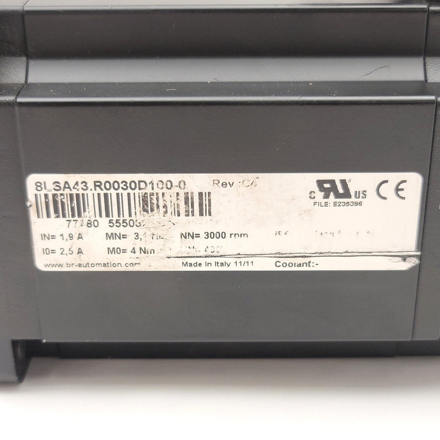 Used BR Automation 8LSA43.R0030D100-1 Servo Motor 400VAC 3000RPM , Shaft: 19mm
