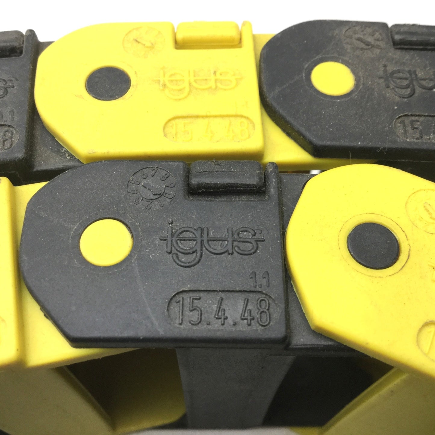 Used Igus 15.4.48 Energy Chain, Dimensions: 36"(L) x 2-3/8"(W) x 15/16"(H), 26 Links