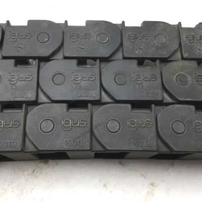 Used 3 Igus 15.2.38 Energy Chains, Length: 15", Dimensions: 1.5" x 1" 41 Total Links