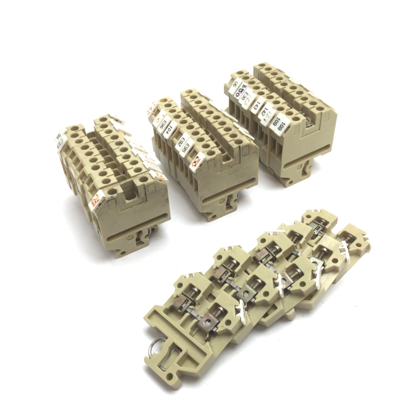 Used Lot of 35 Weidmuller SAK2.5 Terminal Block, Beige, 600V 25A, 22-12AWG