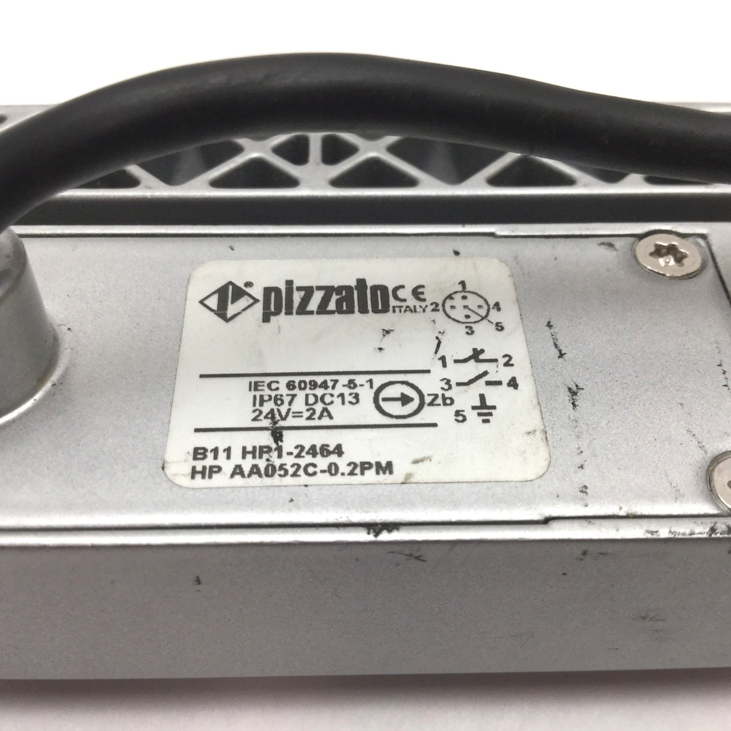 Used Pizzato HP AA052C-0.2PM Safety Hinge Switch, Contact: 1x N/O 1x N/C, 5-Pin M12