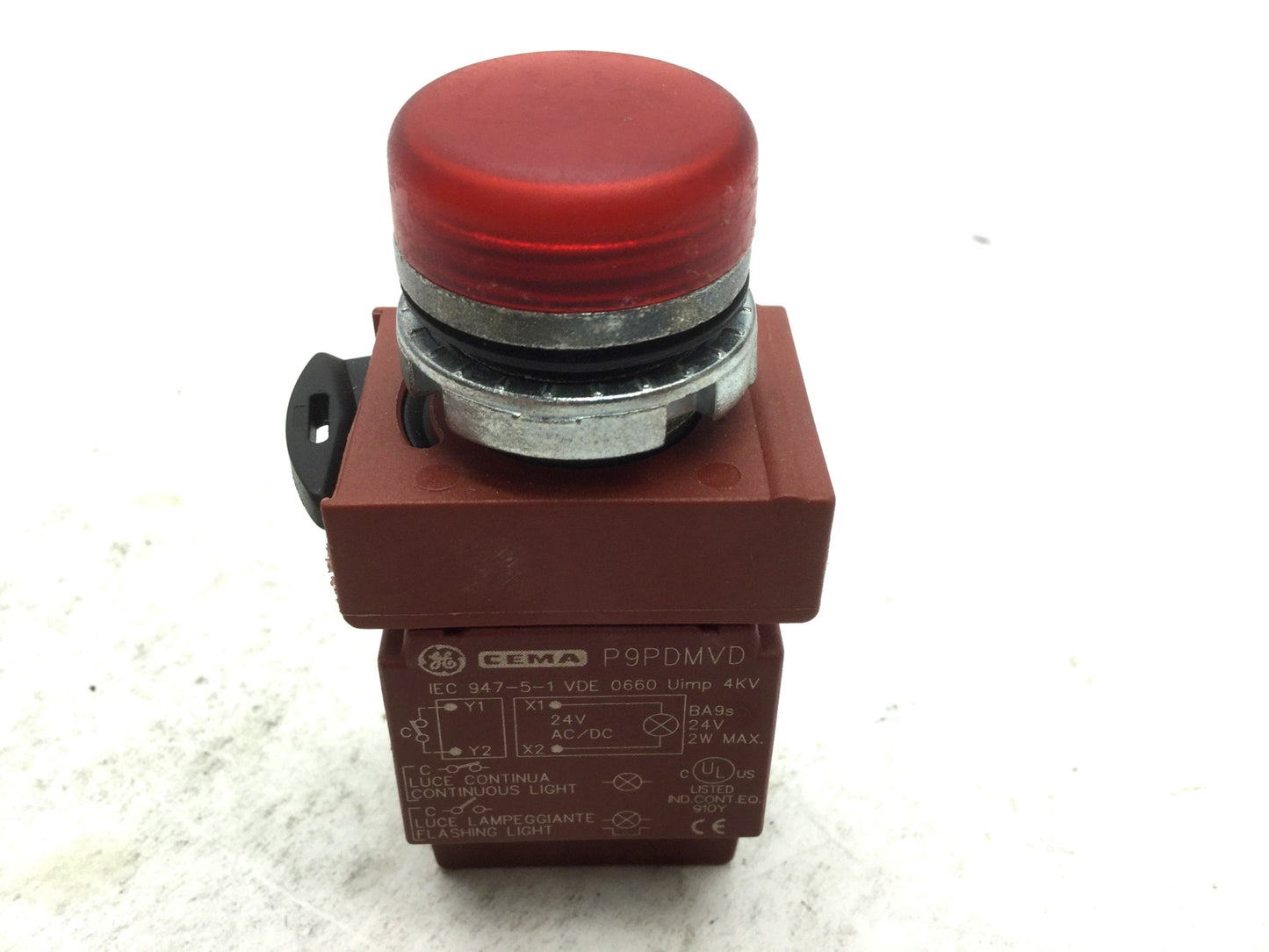 Used General Electric P9PDMVD Lamp Module Continuous/Flashing Light Red 28mm