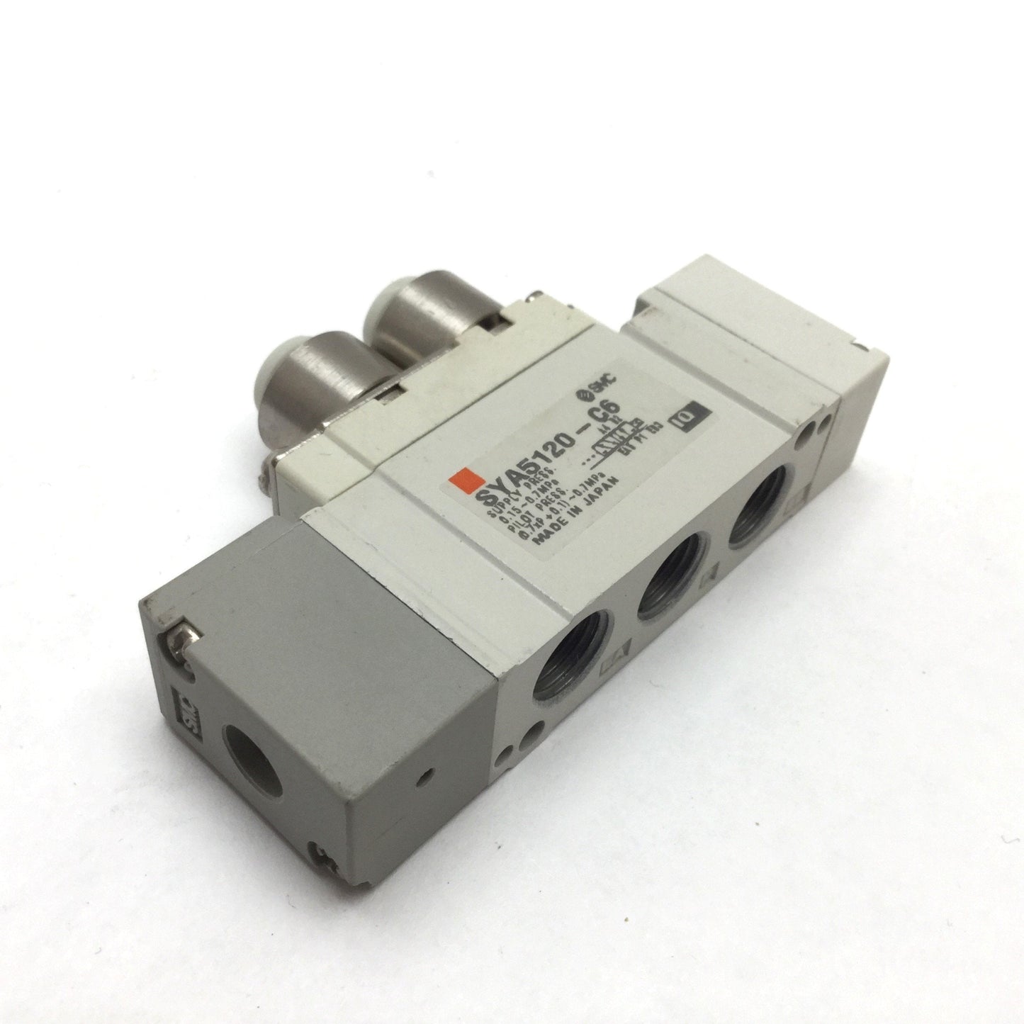 Used SMC SYA5120-C6 Air Pilot Pneumatic Valve, 2-Position 5-Port, Rc1/8 M5x0.8