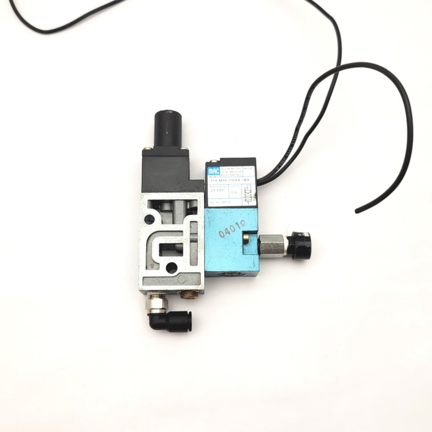 Used MAC 45A-MAE-DDAA-1BA Solenoid Valve 24VDC, Vacuum To 120psi, 1/8"NPT