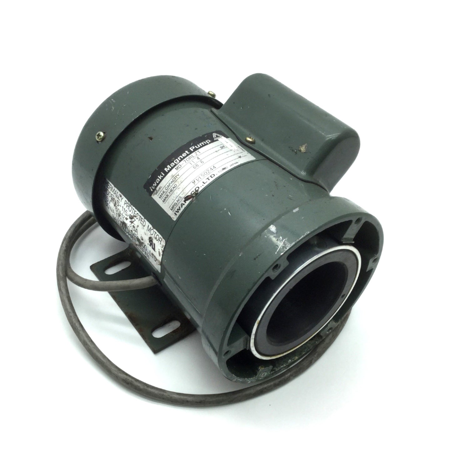 Used Iwaki MD-70RLZT Magnet Drive Pump Motor, 115VAC, 3A, 11.4GPM *Head Not Included*