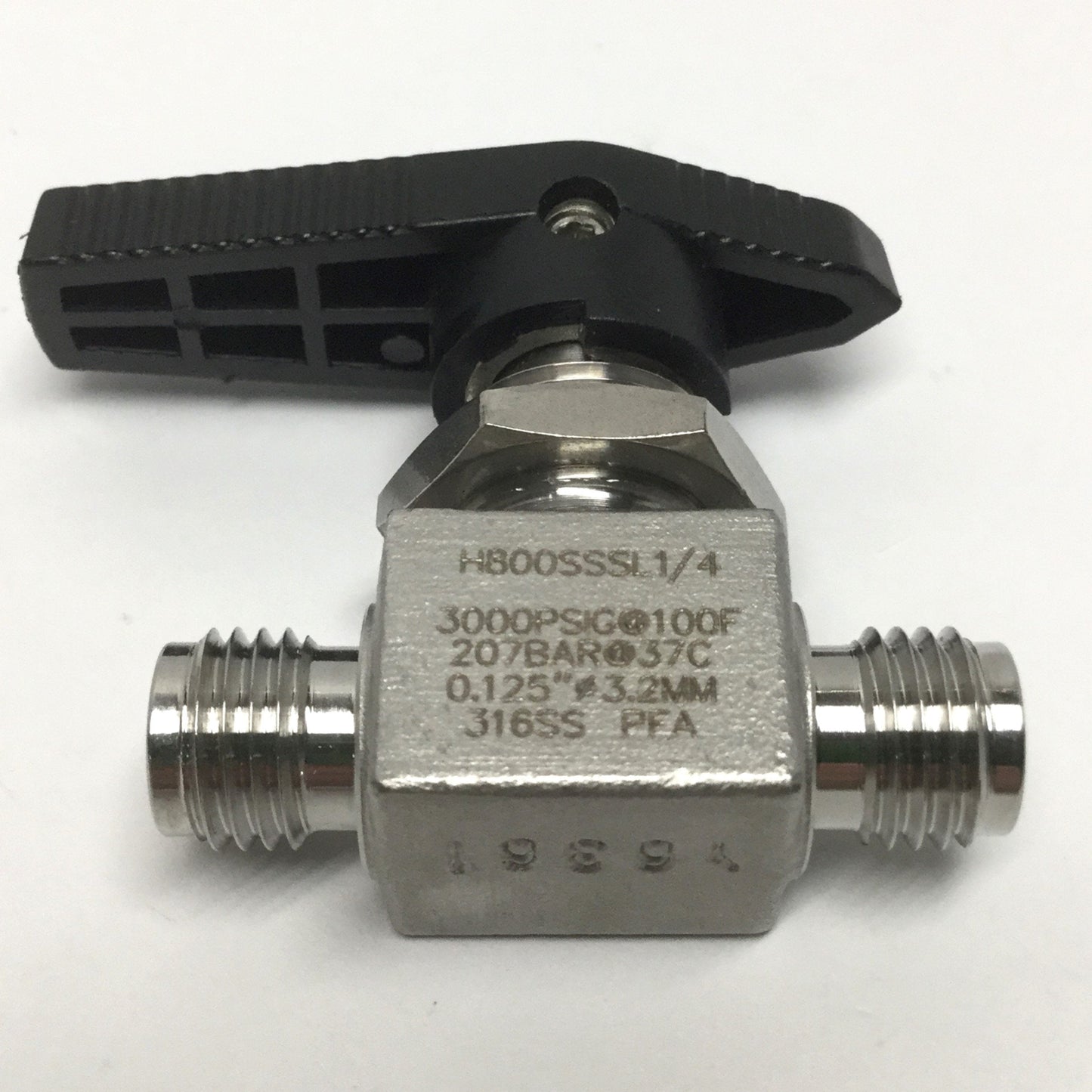 Used Ham-Let H800SSSL1/4 Stainless Steel Ball Valve, 1/4" Let-Lok Tube, 3000psi