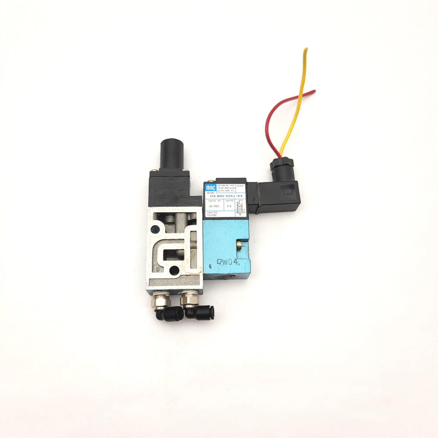 Used MAC 45A-MAE-DDAJ-1KA Solenoid Valve 24VDC, 5.4W, Vacuum To 120psi, 1/8"NPT