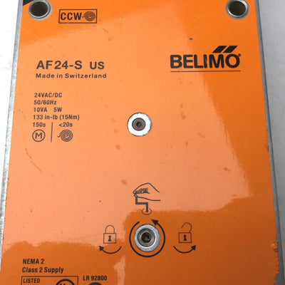 Used Belimo FSNF24-S US Spring Return Fail-Safe Damper Actuator, 24VAC/DC, 133 lb-in