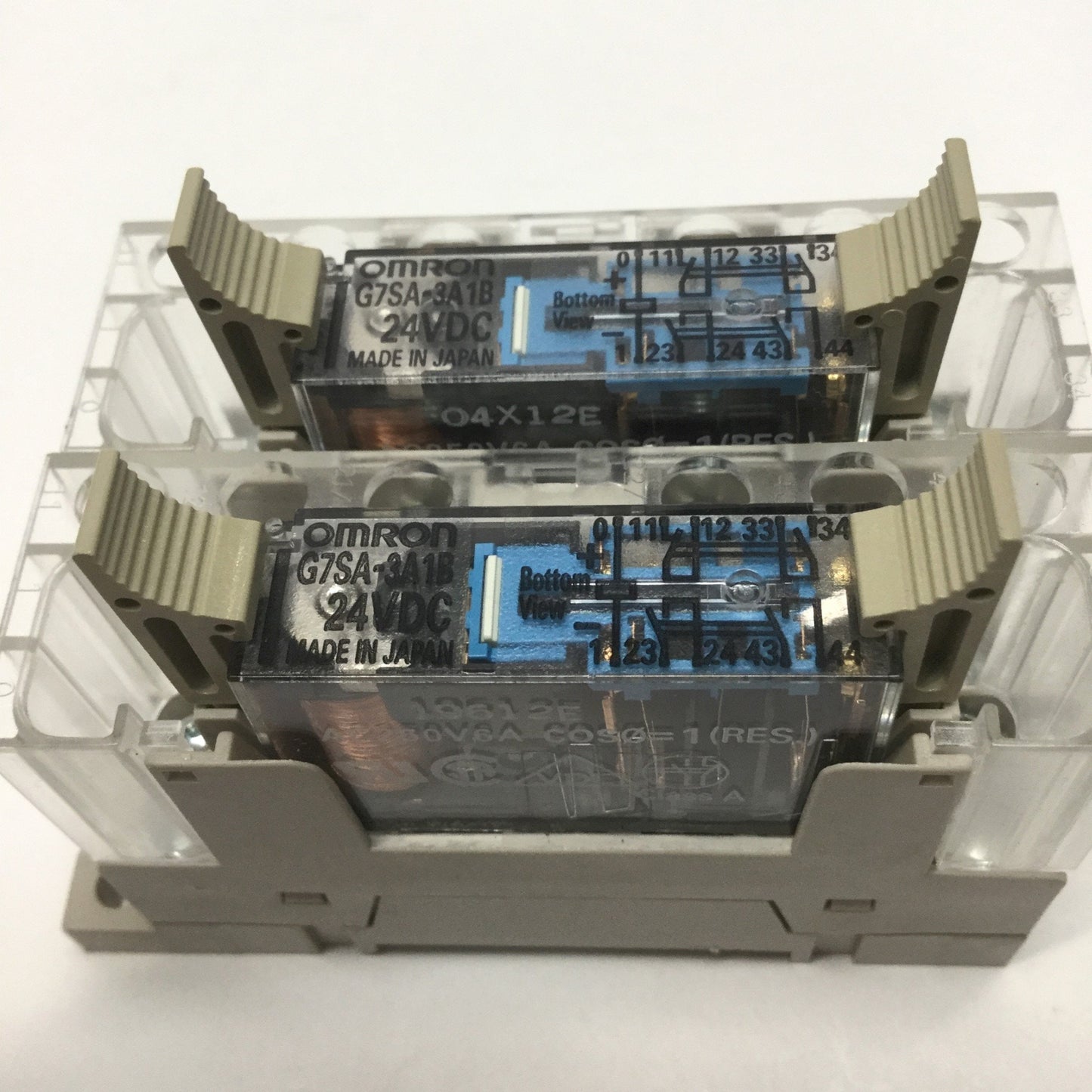 Used Lot of 2 Omron G7SA-3A1B Safety Relays, 6A, 3PST-NO & SPST-NC w/P7SA-10F Socket