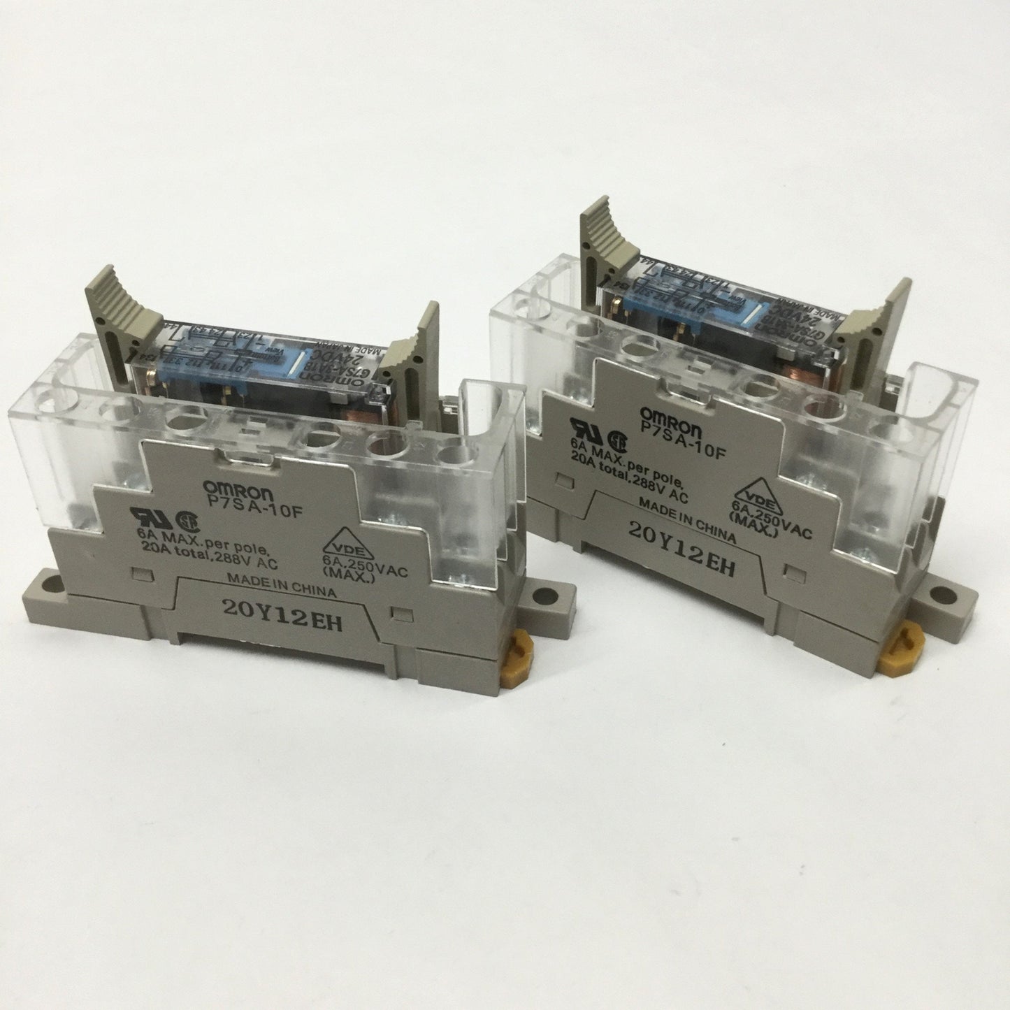 Used Lot of 2 Omron G7SA-3A1B Safety Relays, 6A, 3PST-NO & SPST-NC w/P7SA-10F Socket