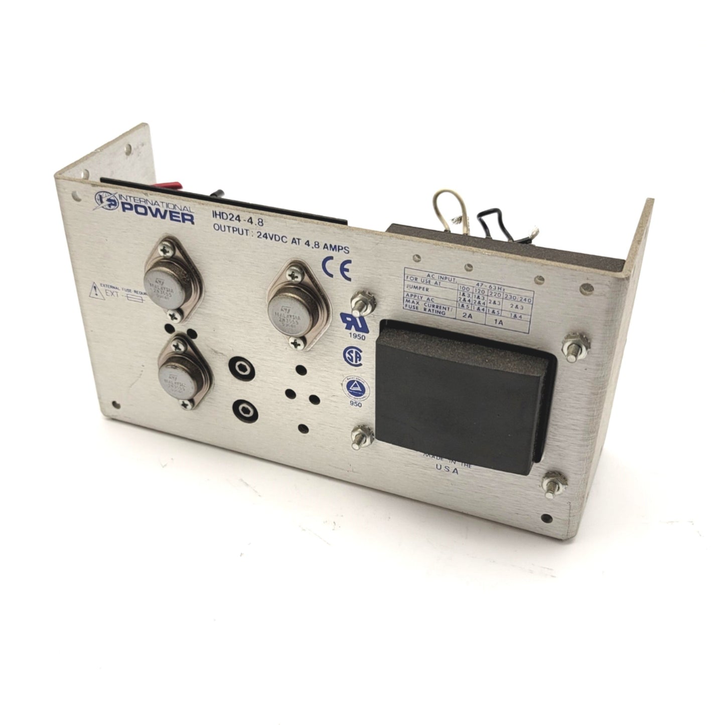 Used International Power IHD24-4.8 Power Supply In: 100-240VAC, Out: 24VDC 4.8A