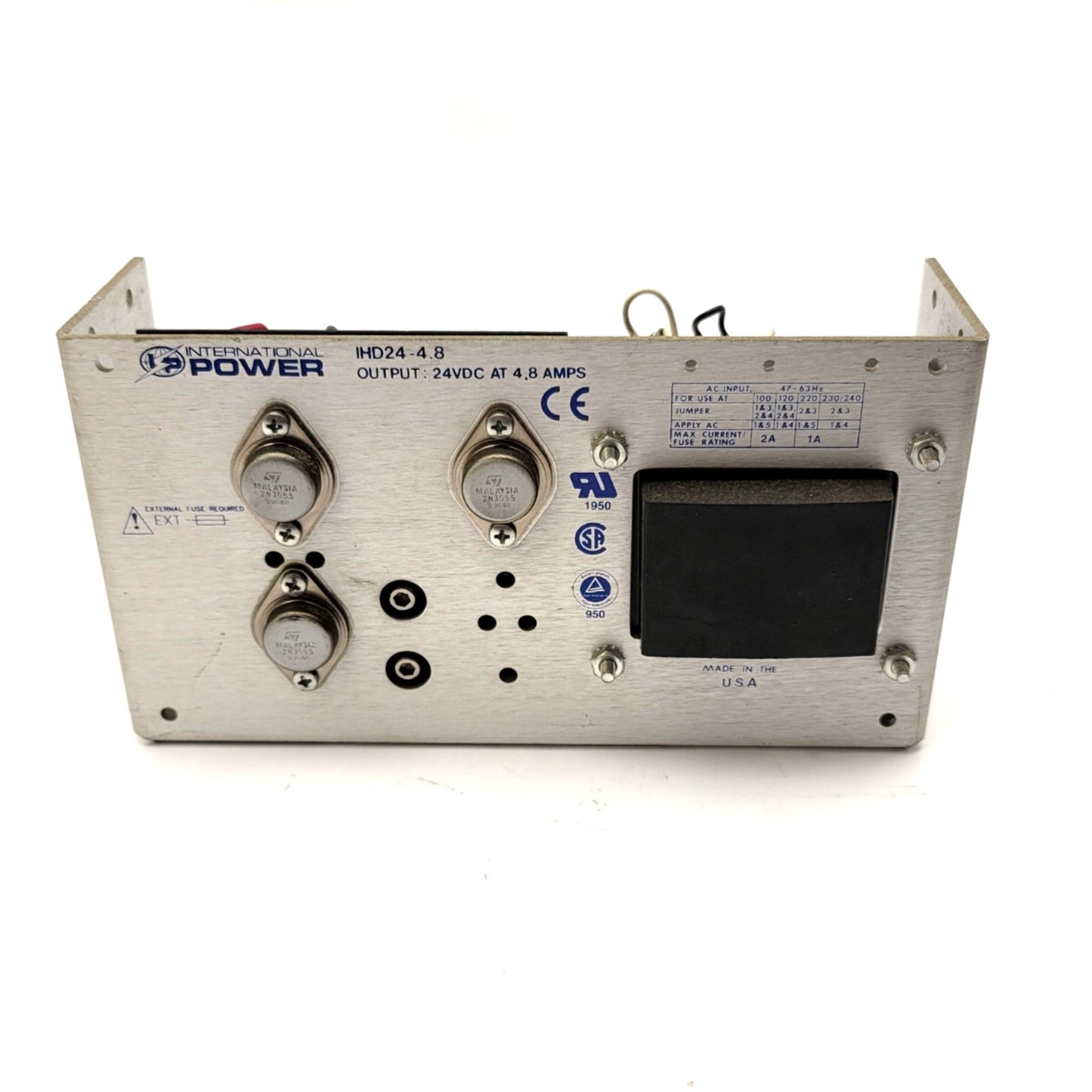 Used International Power IHD24-4.8 Power Supply In: 100-240VAC, Out: 24VDC 4.8A