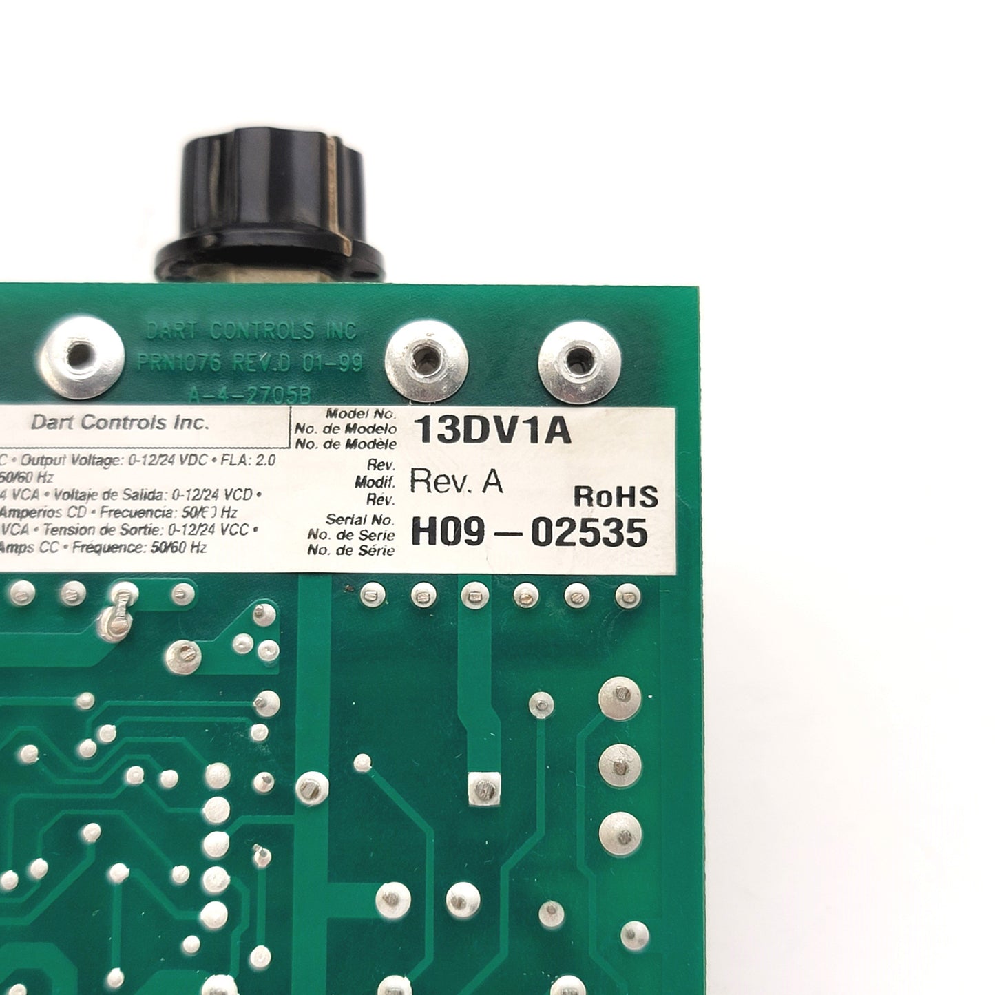 Used Dart Controls 13DV1A DC Speed Controller In: 12/24VAC Out: 0-12/24VDC 2A, 1/20HP
