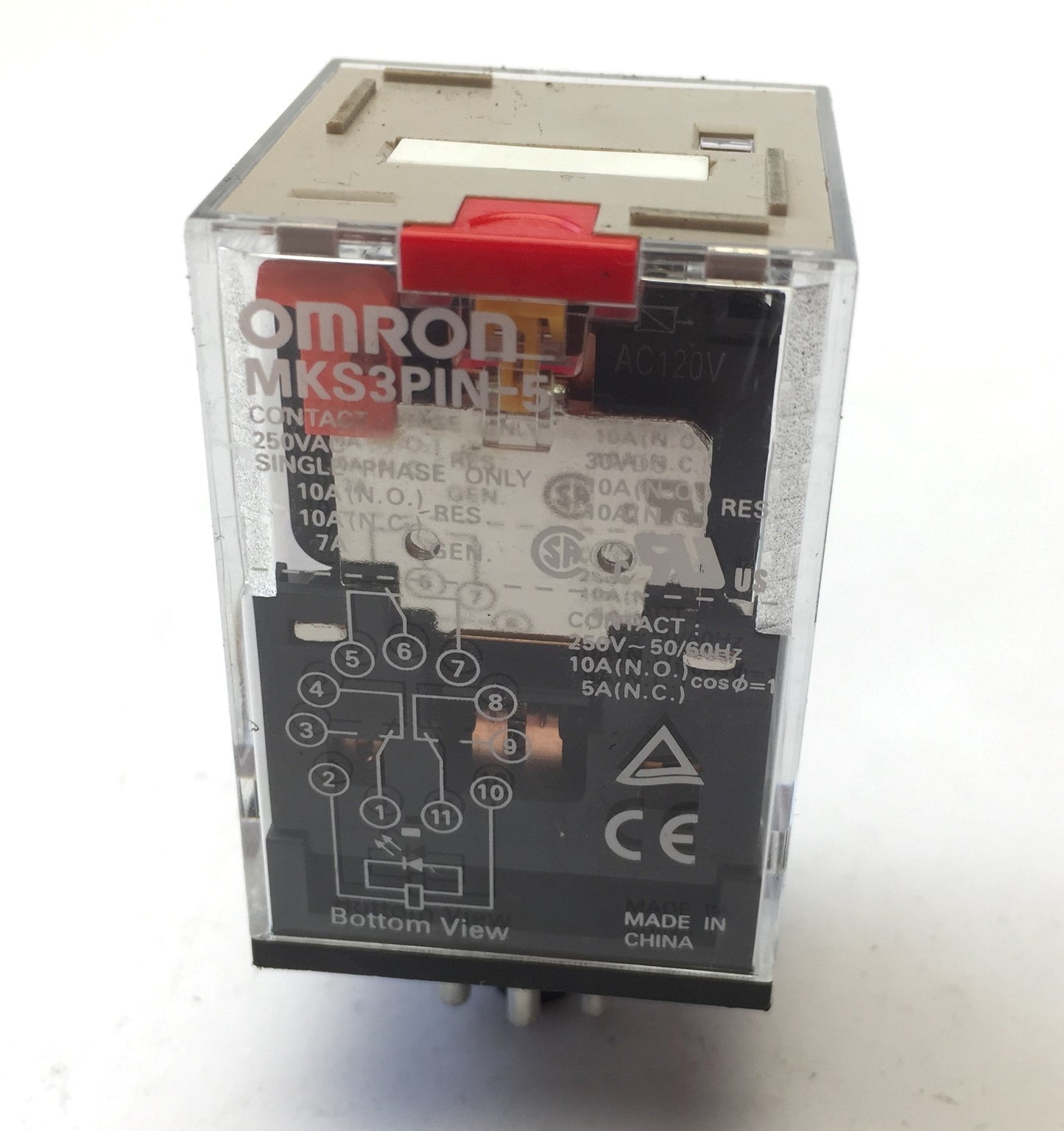 New – Open box Lot of 2 Omron MKS3PIN-5 250VAC Single Phase Power Relay, 10A, 11-Pin w/ Socket