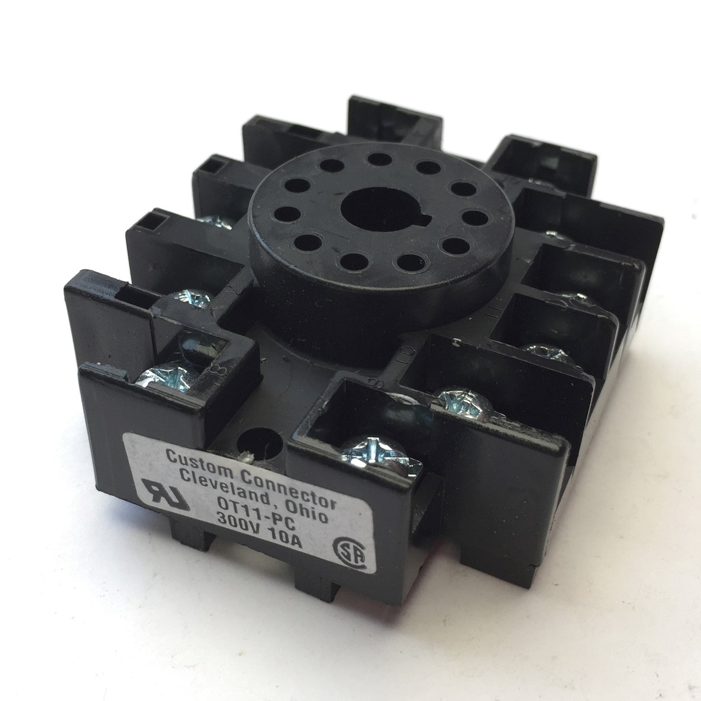 Used Lot of 4 Custom Connector OT11-PC Relay Socket Base, 11-Pin, 300V 10A, DIN Mount