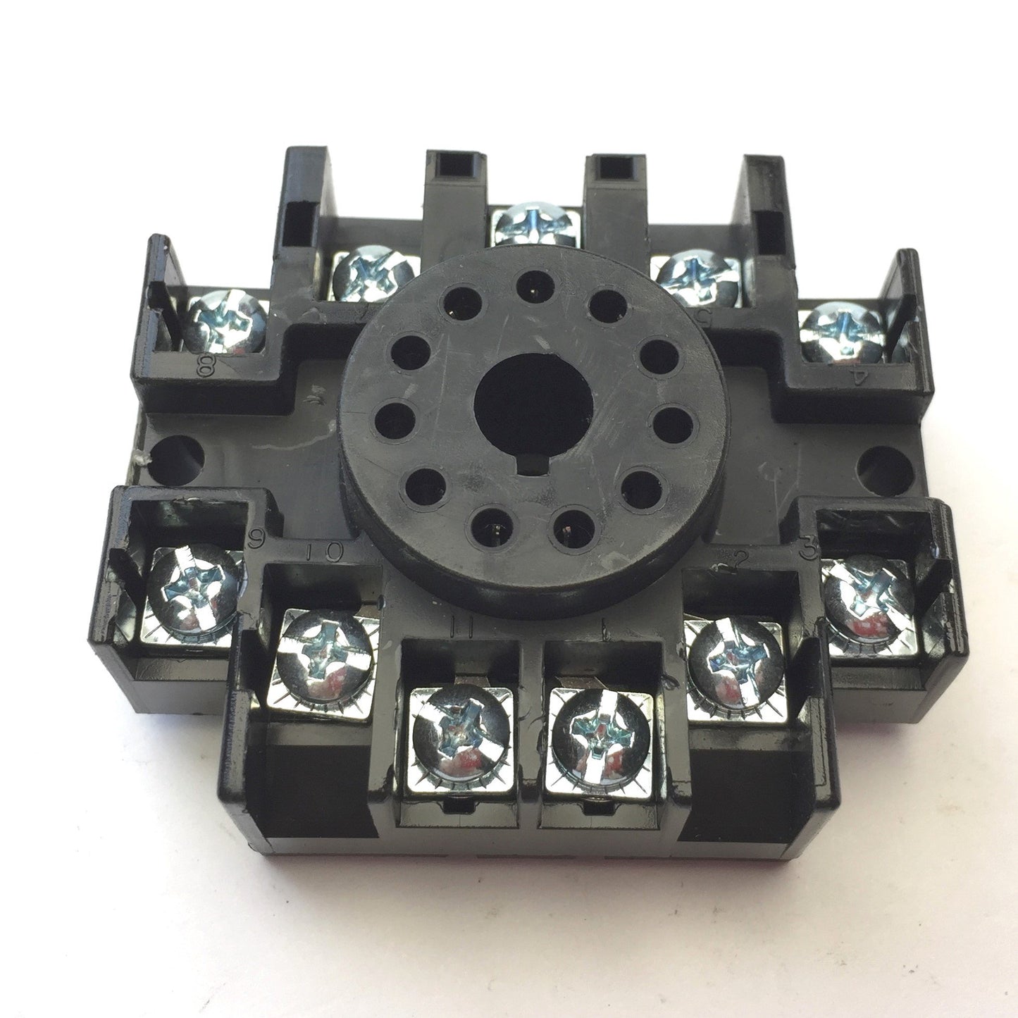 Used Lot of 4 Custom Connector OT11-PC Relay Socket Base, 11-Pin, 300V 10A, DIN Mount