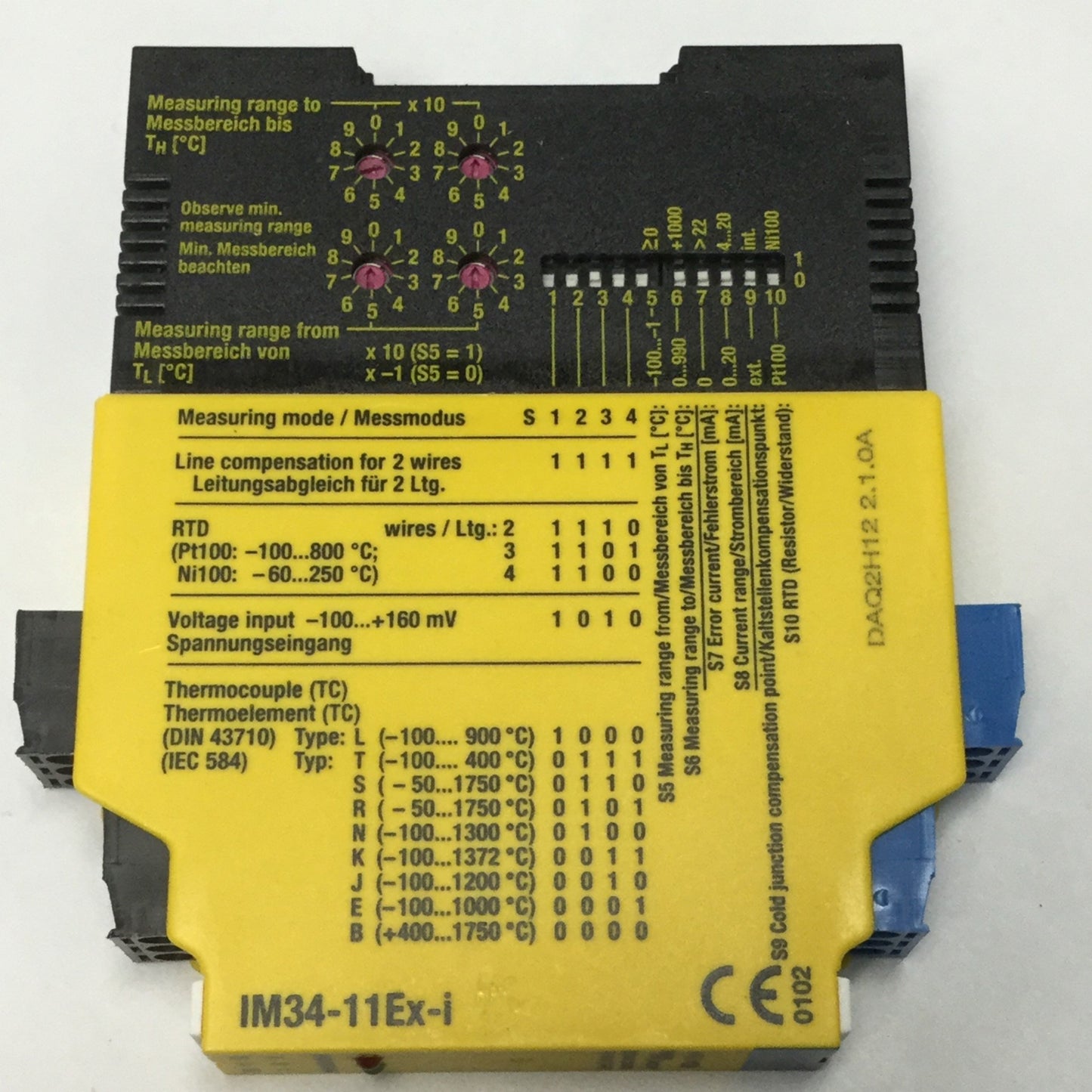 Used Turck IM34-11Ex-i Temperature Measuring Amplifier, Single-Channel, RTD, T/C, mV