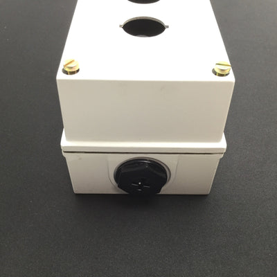 New – Open box Atmos 569/2 Push Button Electrical Enclosure, Dimensions: 5.5" x 3.375" x 3.25"