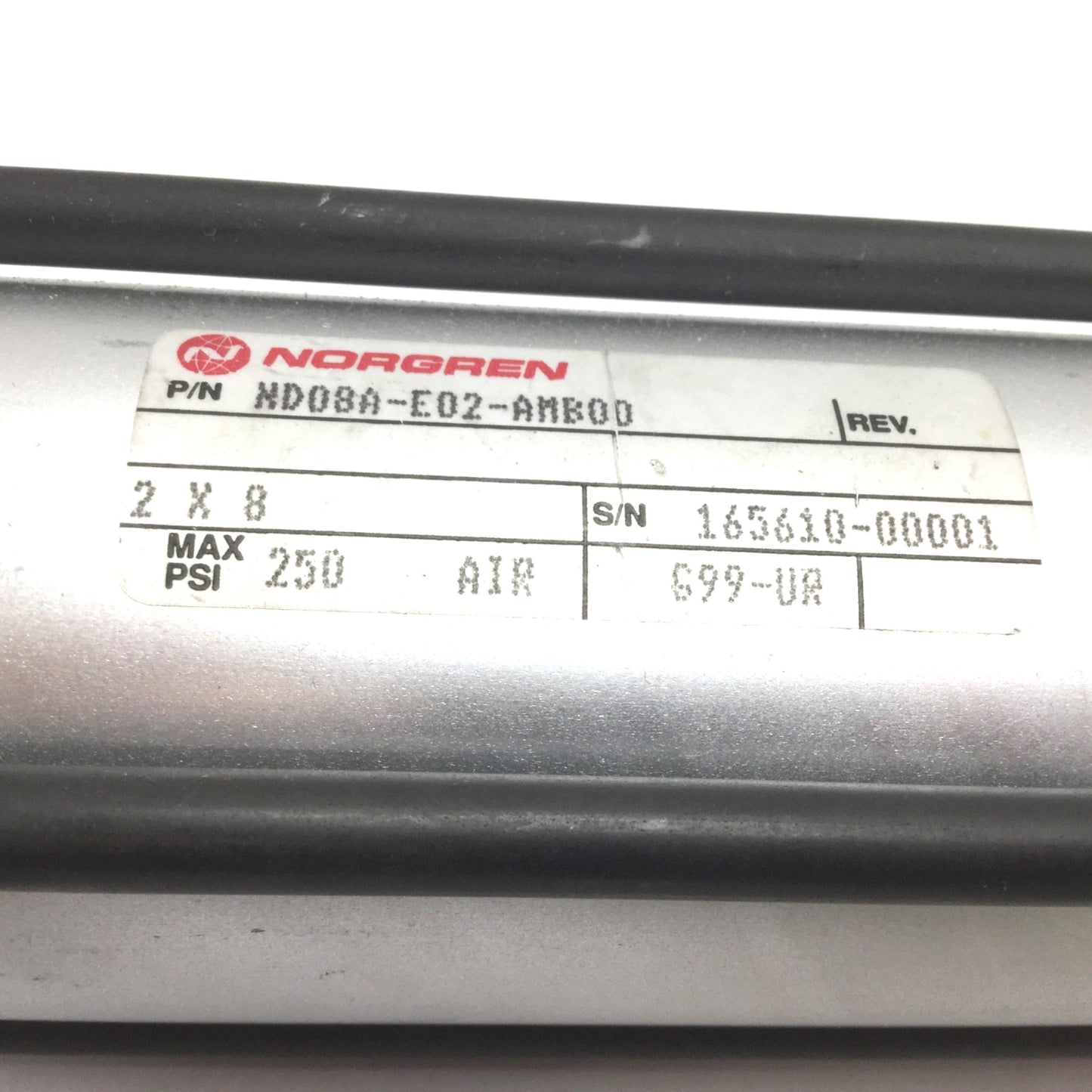 Used Norgren ND08A-E02-AMB00 Pneumatic Cylinder, Non-Rotating, Bore: 2", Stroke: 8"