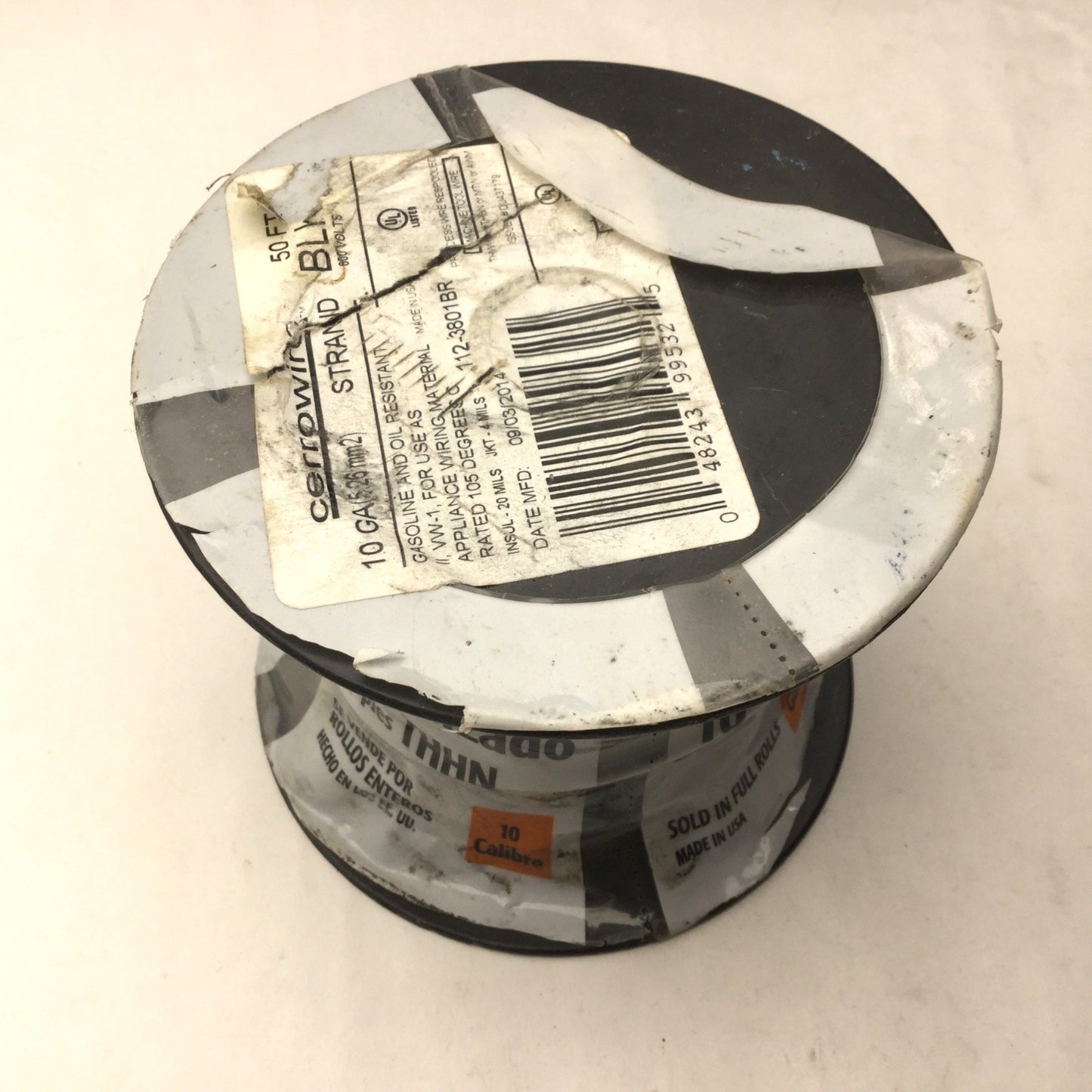 New Spool of CerroWire 10 Stranded, 50' THHN, 10 Gauge, 600V, Black