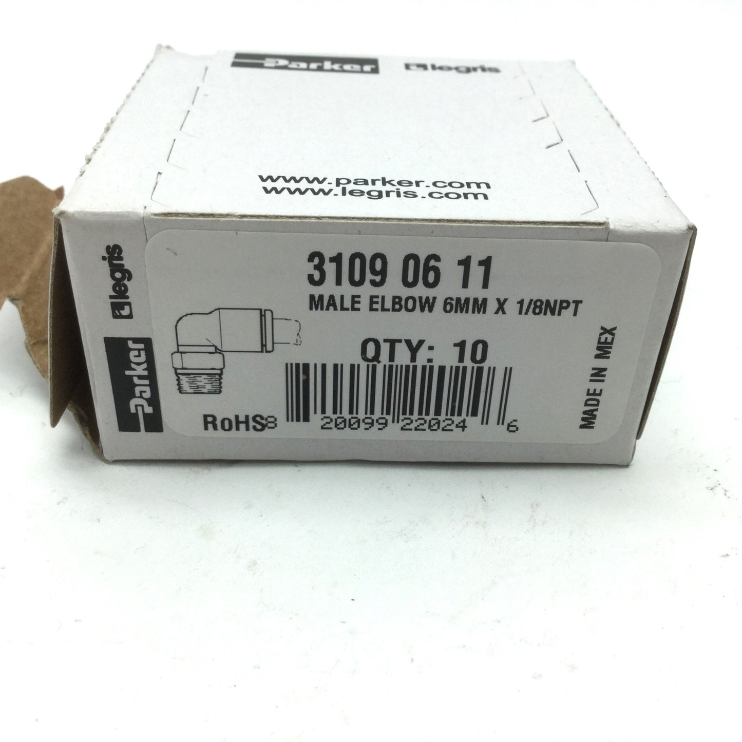New – Open box Lot of 10 New Parker Legris 3109 06 11 Elbow Connector 90° 6mm Tube to 1/8" NPT