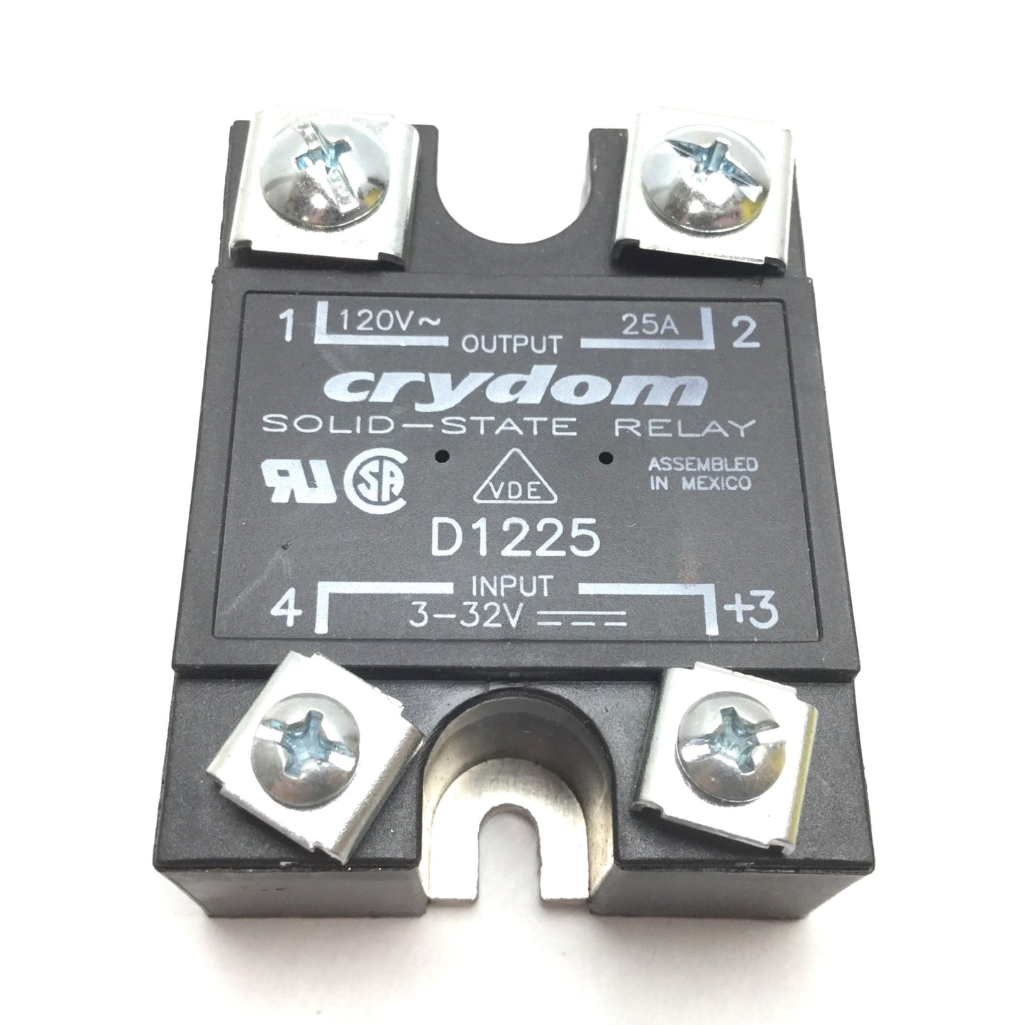 Used Lot of 2 Crydom D1225 Solid State Relay, Input: 3-32VDC, Output: 120VAC 25A