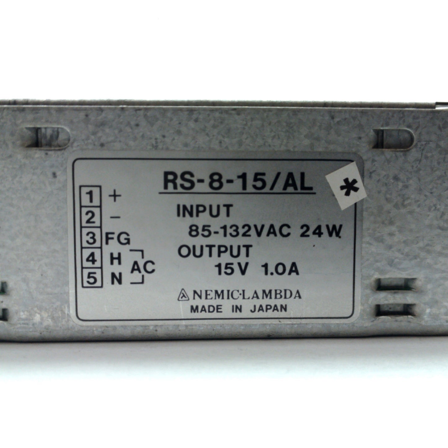 Used NEMIC-LAMBDA RS-8-15/AL DC Power Supply, Output: 15VDC 1A, Input: 85-132VAC