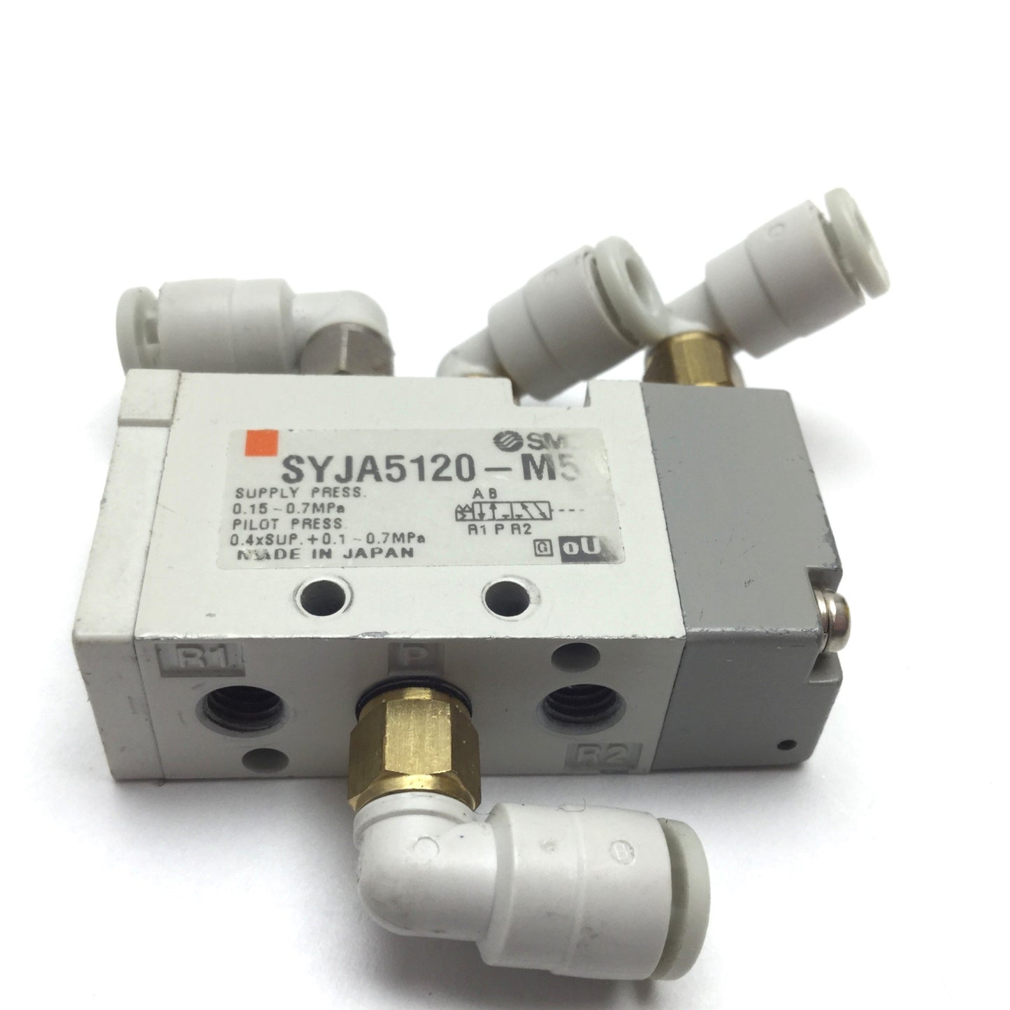 Used SMC SYJA5120-M5 Pneumatic Pilot Valve, 2-Position 5-Port, 0.15-0.7MPa, M5x0.8