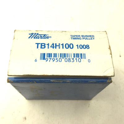 New – Open box Martin TB14H100 Bushing Bore Timing Belt Pulley, 0.5" Pitch, 14 Tooth, 2.174" OD