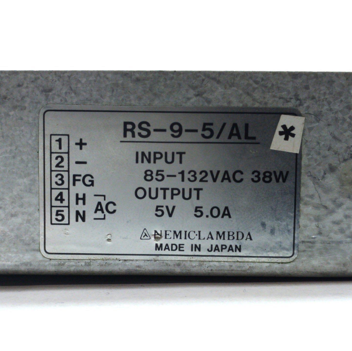 Used NEMIC-LAMBDA RS-9-5/AL DC Power Supply, Output: 5VDC 5A, Input: 85-132VAC