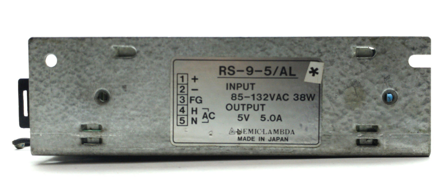 Used NEMIC-LAMBDA RS-9-5/AL DC Power Supply, Output: 5VDC 5A, Input: 85-132VAC