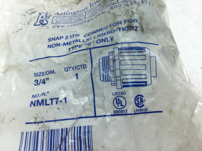 New Lot of 3 New Arlington NMLT7-1 Snap2It Conduit Connector 3/4" NPT
