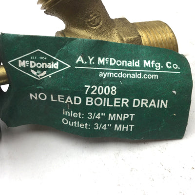 New – Open box Lot of 3 New Boiler Drains 2x 1/2" Pro Line (Red) 1x 3/4" A.Y. McDonald (Green)