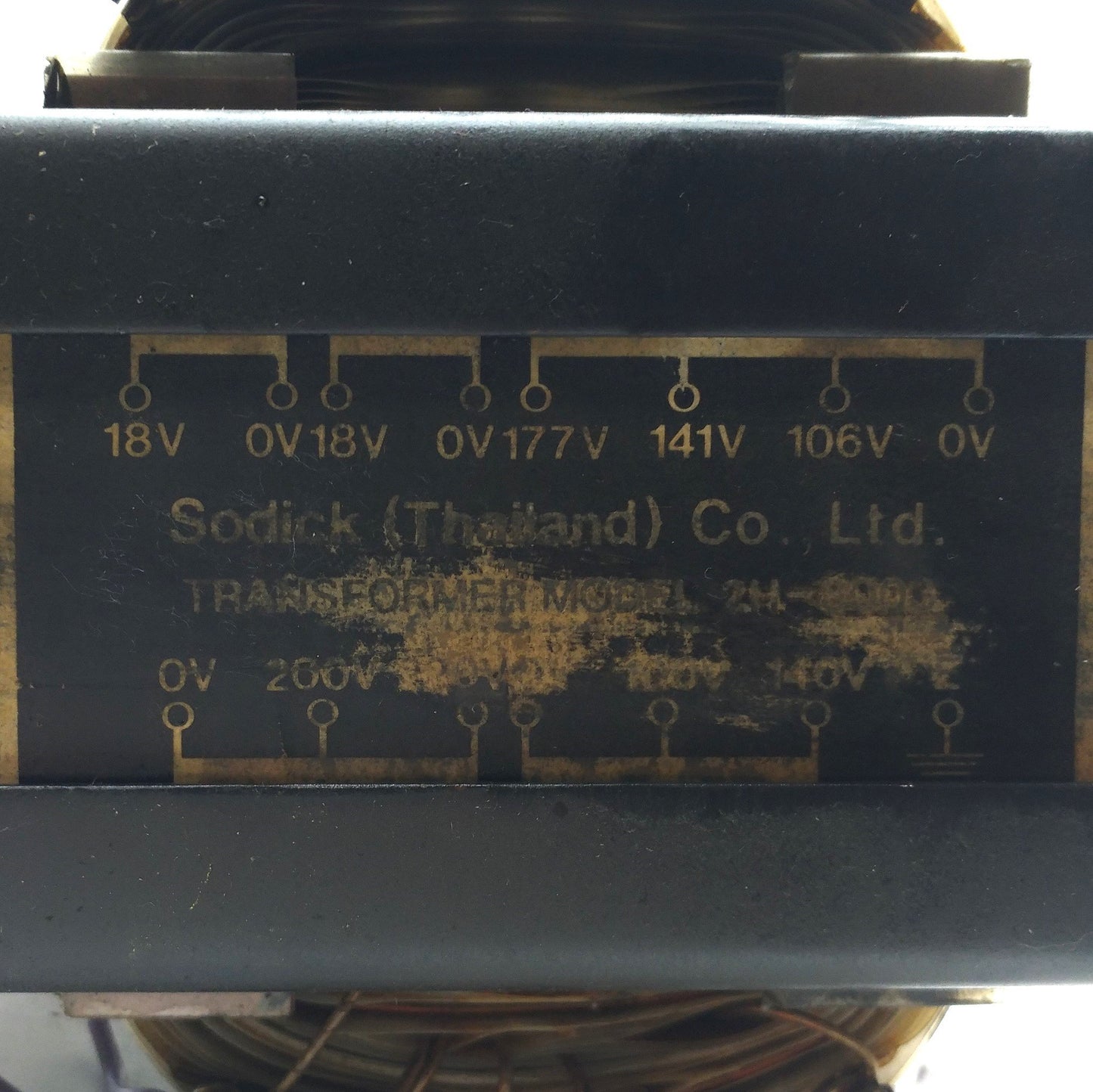 Used Sodick 2H-8003 Transformer, Pri: 100/140/200/220VAC, Sec: 2x 18/106/141/177VAC