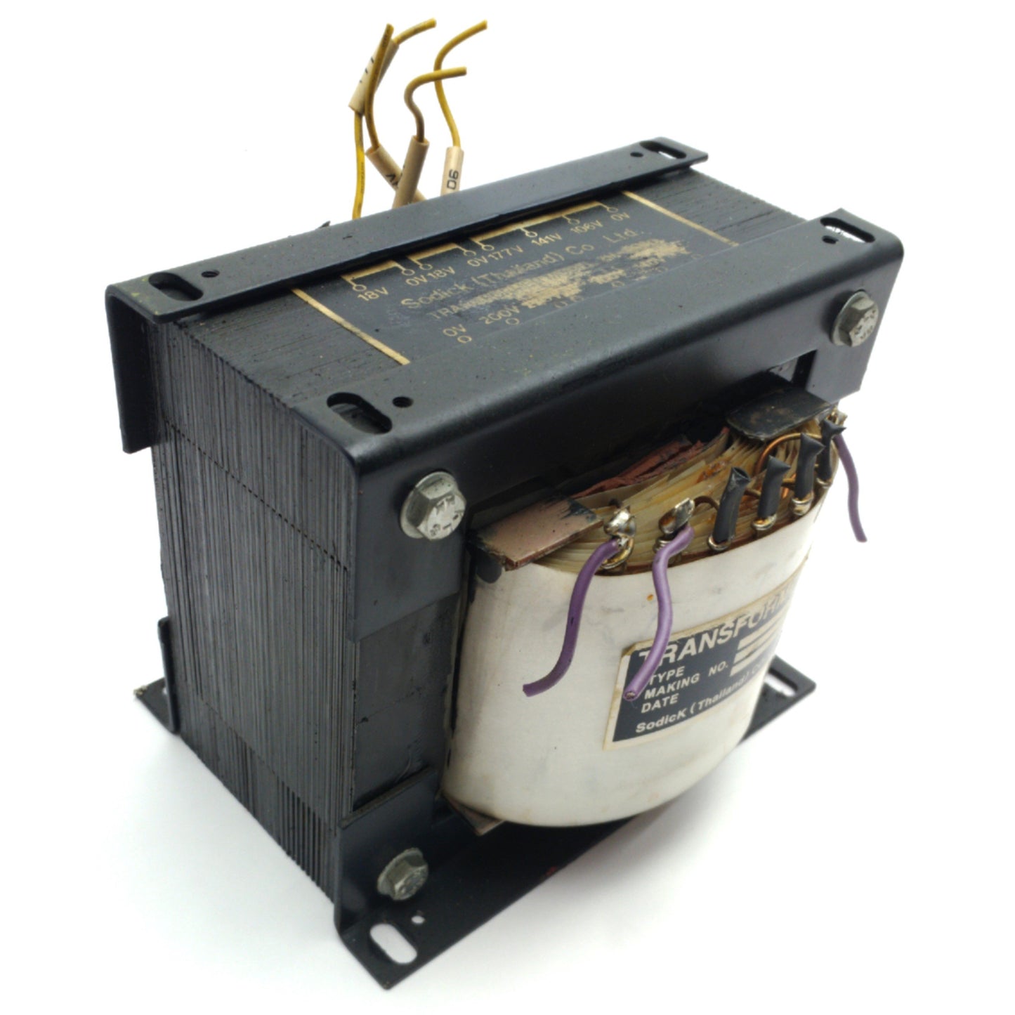 Used Sodick 2H-8003 Transformer, Pri: 100/140/200/220VAC, Sec: 2x 18/106/141/177VAC