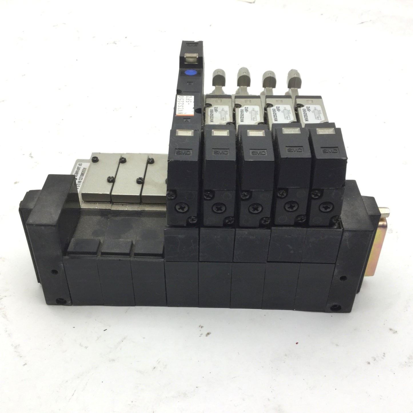 Used Bank of 5 SMC Solenoid Valves 4x NVZS2150-5FZ, NVZS2250-5FZ 5x NARBZS2000-00-P-1