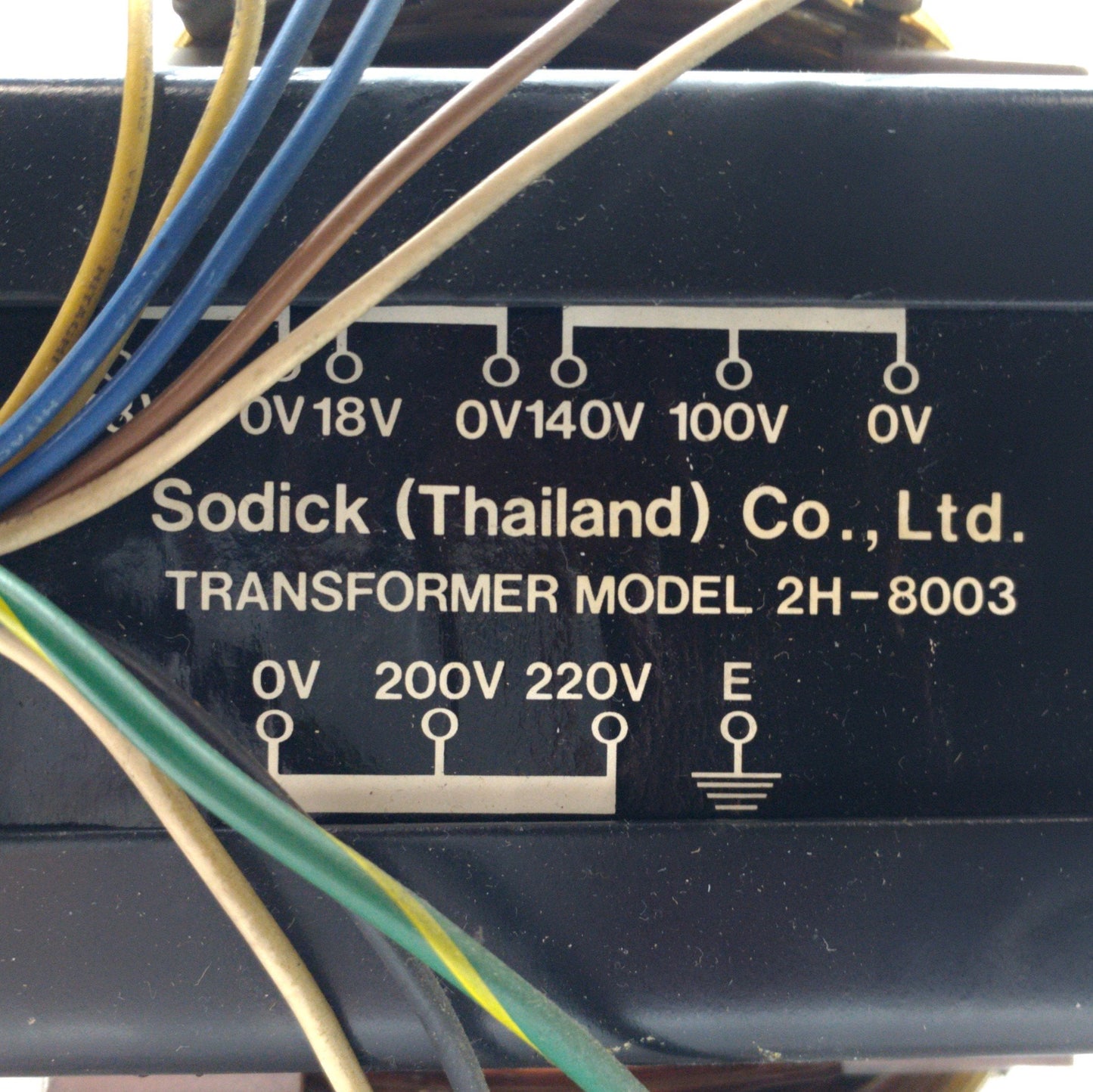 Used Sodick 2H-8003 Power Transformer Primary: 200/220VAC Secondary: 2x 18/100/140VAC