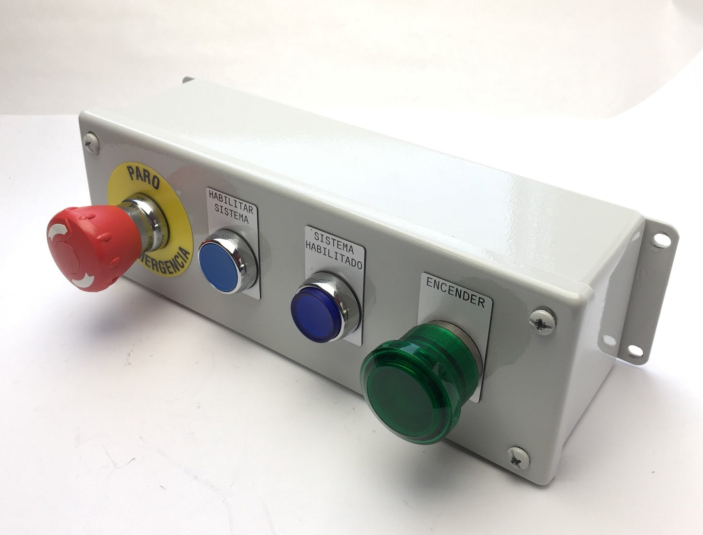 Used Hoffman E4PBG Pushbutton Enclosure, Allen Bradley E-Stop, Operator Panel