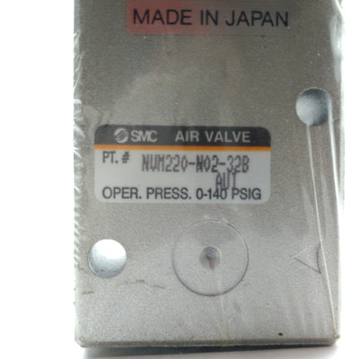 New SMC NVM220-N02-32B Push Button Pneumatic Valve, 1-Way NC, 1/4"NPT, 140PSI