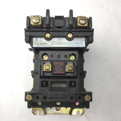 Used Allen Bradley 500L-BOD92 Contactor 2P, 115-120VAC Coil, 408/600VAC 30A Contacts