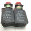 Used Lot of 2 General Electric 080ADL24V Red Pilot Lights, 24V AC/DC, 3W