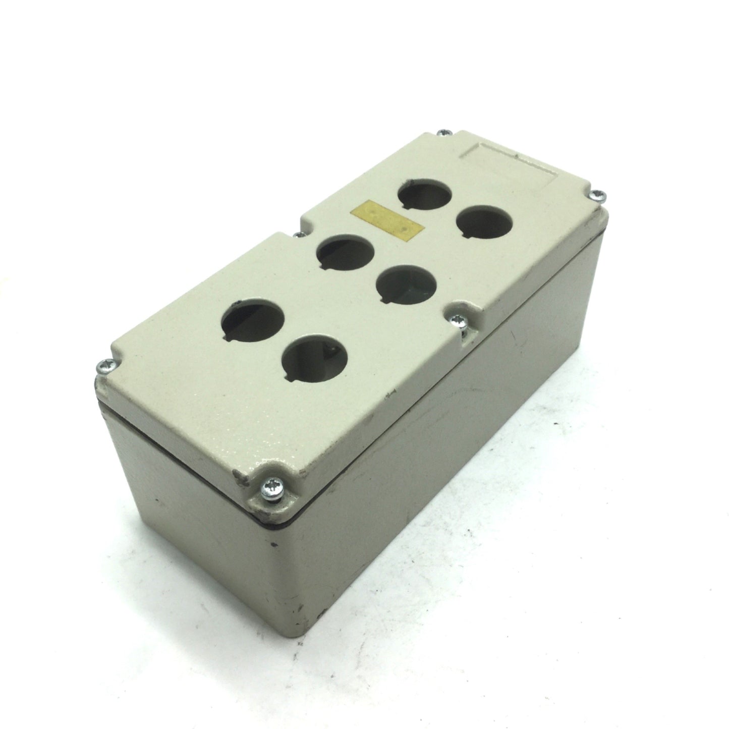 Used Ilme A2M 0920.06 Push Button Enclosure 6x 22mm Holes Aluminum 92x205x86 mm