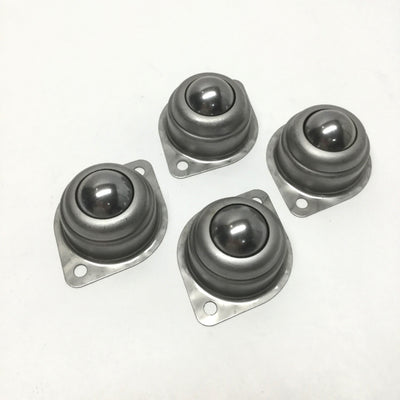 New – Open box Lot of 4 Ball Transfers, Flange-Mount, Stainless Steel, 125lb Capacity, 1" Dia.