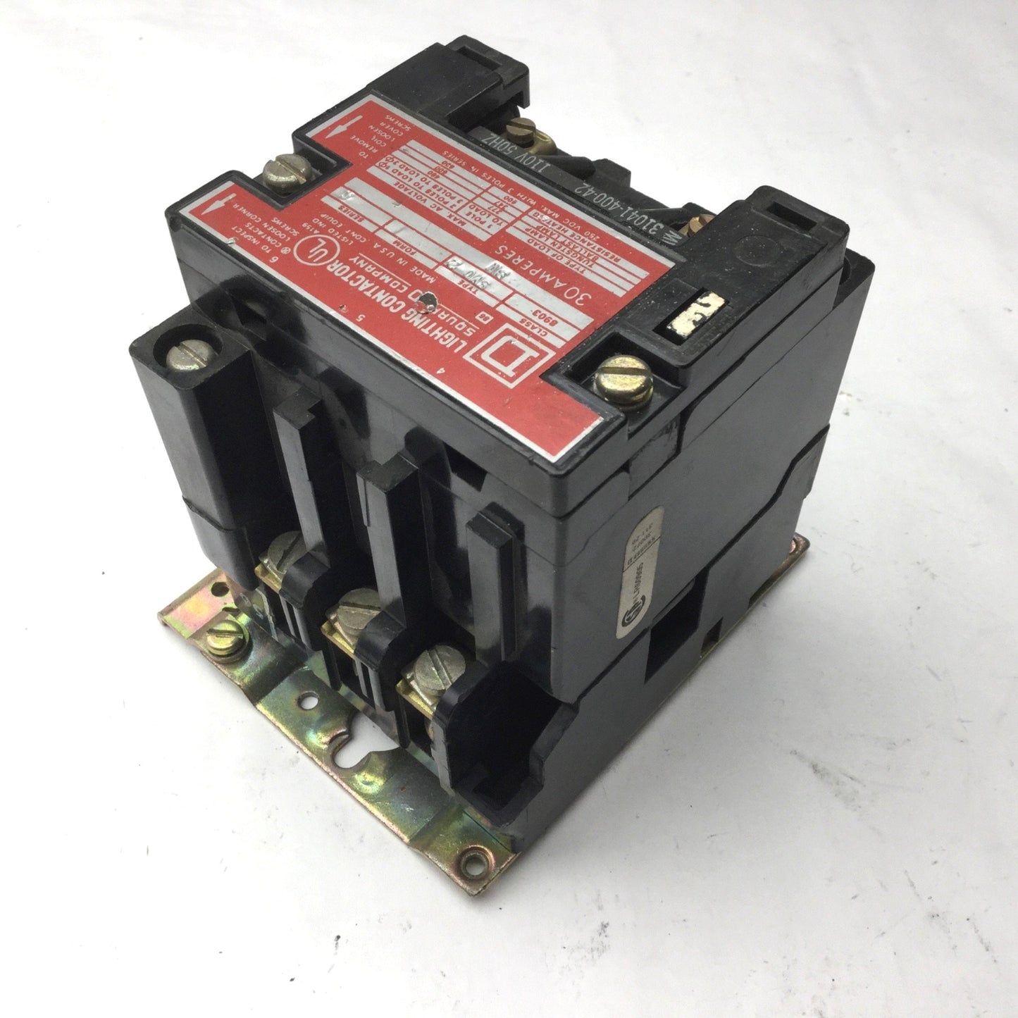 Used Square D SM0-2 Lighting Contactor 3 Pole, 110-120VAC Coil, 30A, Series A